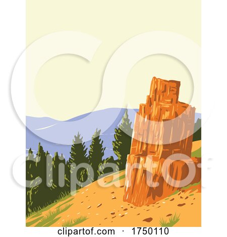 Petrified Tree Found off the Grand Loop Road North of Tower Roosevelt Junction in Yellowstone National Park Teton County Wyoming USA WPA Poster Art by patrimonio