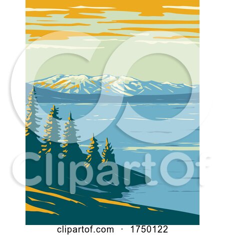 Yellowstone Lake the Largest Body of Water Located Within Yellowstone National Park Teton County Wyoming USA WPA Poster Art by patrimonio