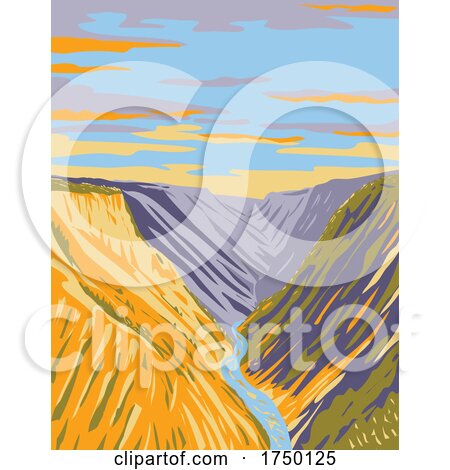 Grand Canyon of Yellowstone on Yellowstone River Downstream from Yellowstone Falls in Yellowstone National Park Teton County Wyoming USA WPA Poster Ar by patrimonio