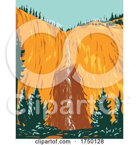 Fairy Falls One of Yellowstone's Tallest Waterfalls Within Yellowstone National Park Teton County Wyoming USA WPA Poster Art by patrimonio