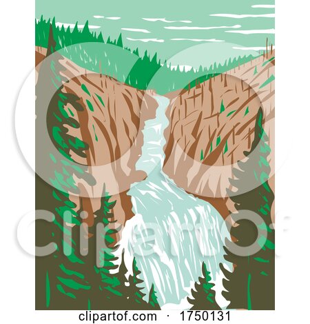 Kepler Cascades a Waterfall on the Firehole River in Southwestern Yellowstone National Park Wyoming USA WPA Poster Art by patrimonio