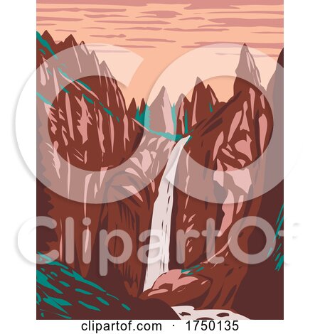 Tower Fall on Tower Creek Located in Northeastern Yellowstone National Park Wyoming USA WPA Poster Art by patrimonio