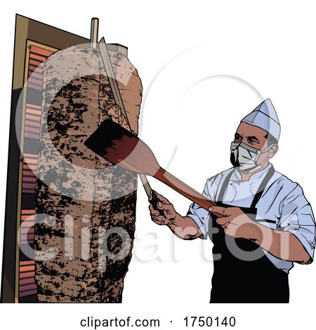 Man Cutting Meat for Doner Kebab by dero