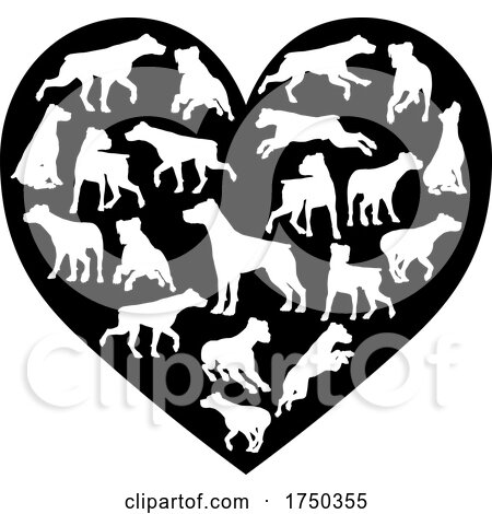 Parsons Terrier Dog Heart Silhouette Concept by AtStockIllustration