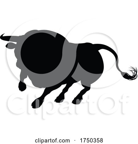 Silhouette Bull by AtStockIllustration