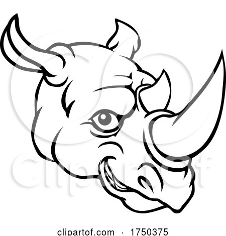 Rhino Mascot Cute Happy Cartoon Character by AtStockIllustration