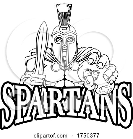 Spartan Trojan Gamer Gladiator Controller Mascot by AtStockIllustration