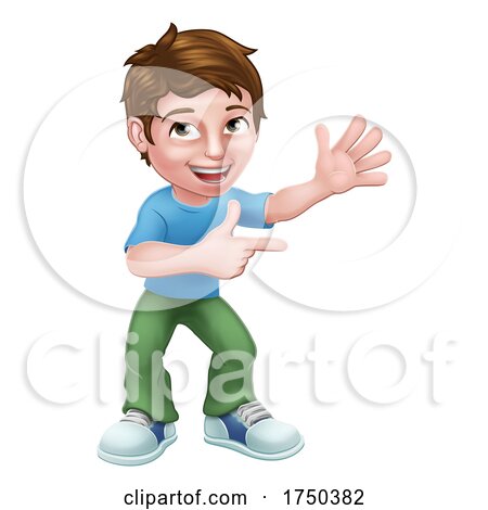 Kid Cartoon Boy Child Pointing by AtStockIllustration