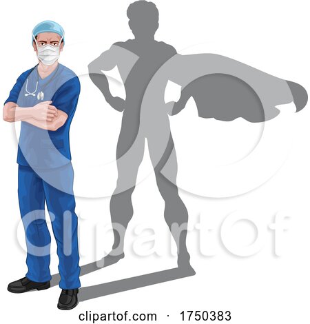 Superhero Nurse Doctor Shadow Super Hero by AtStockIllustration