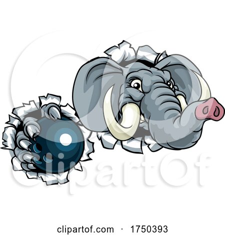 Elephant Bowling Ball Sports Animal Mascot by AtStockIllustration