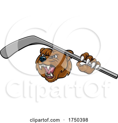 Bear Ice Hockey Player Animal Sports Mascot by AtStockIllustration