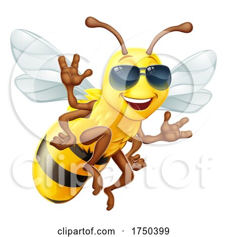 Cool Honey Bumble Bee in Shades Cartoon Character by AtStockIllustration