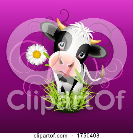 Holstein Cow in Grass over Purple by Oligo