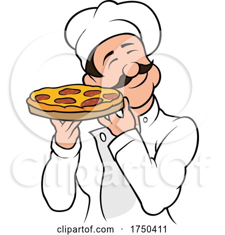 Cartoon Pizza Chef Holding a Pie by dero