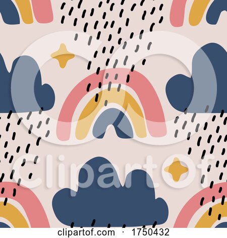 Abstract Seamless Pattern with Hand Drawn Elements of Weather Conditions by elena