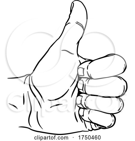 Hand Thumbs up Gesture Thumb out Fingers in Fist by AtStockIllustration
