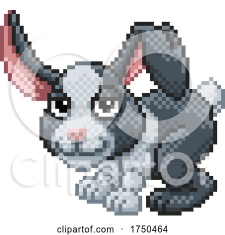 Rabbit Pixel Art Animal Retro Video Game Cartoon by AtStockIllustration