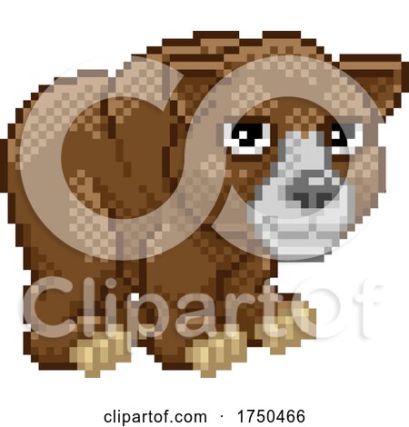 Bear Pixel Art Animal Retro Video Game Cartoon by AtStockIllustration