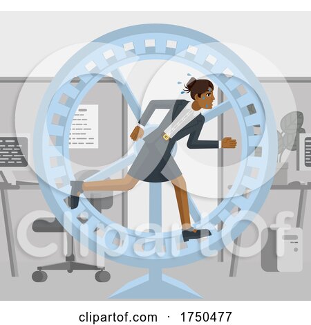 Business Woman Hamster Wheel Stress Concept by AtStockIllustration