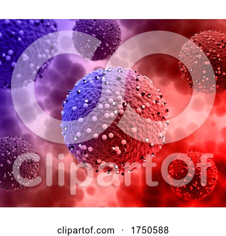 3D Medical Background with Abstract Measle Virus Cells by KJ Pargeter