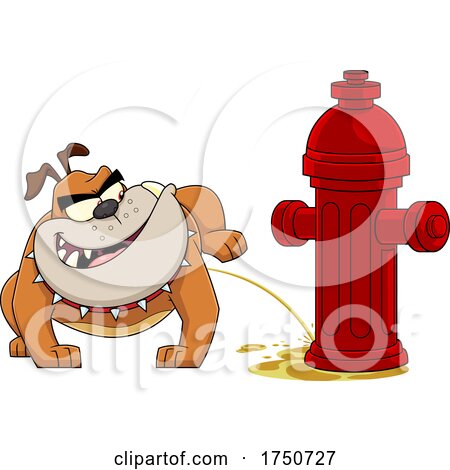 Cartoon Bulldog Peeing on a Hydrant by Hit Toon