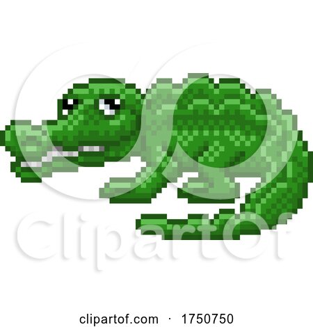 Crocodile Alligator Video Game Pixel Art Animal by AtStockIllustration