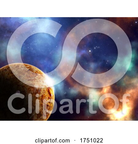 3D Abstract Space Scene with Planets and Nebula by KJ Pargeter
