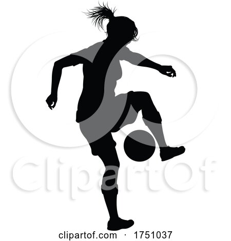 Female Soccer Football Player Woman Silhouette by AtStockIllustration