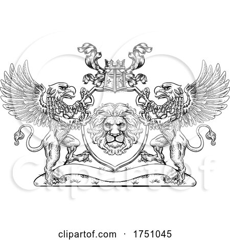 Crest Griffin Coat of Arms Lion Family Shield Seal by AtStockIllustration