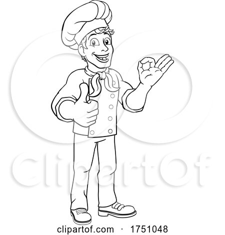 Chef Cook Baker Man Cartoon Giving Thumbs up by AtStockIllustration