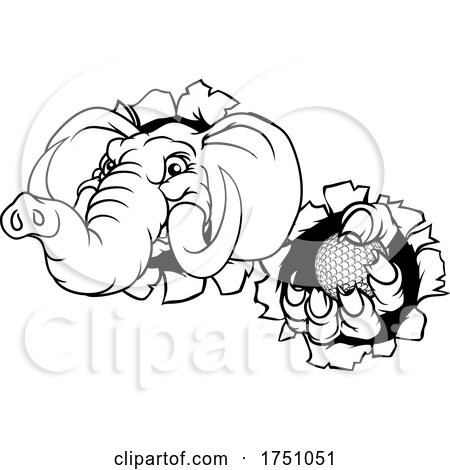 Elephant Golf Ball Sports Animal Mascot by AtStockIllustration