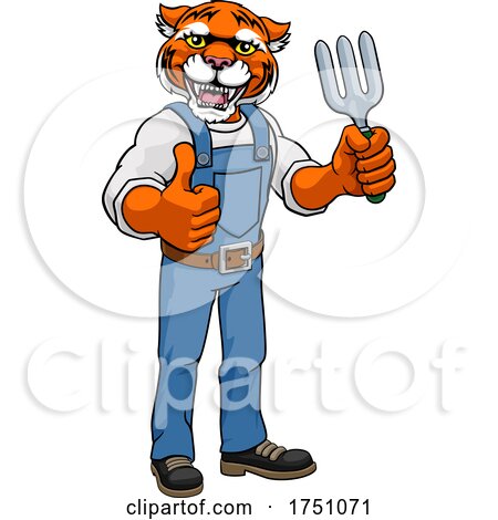 Tiger Gardener Gardening Animal Mascot by AtStockIllustration