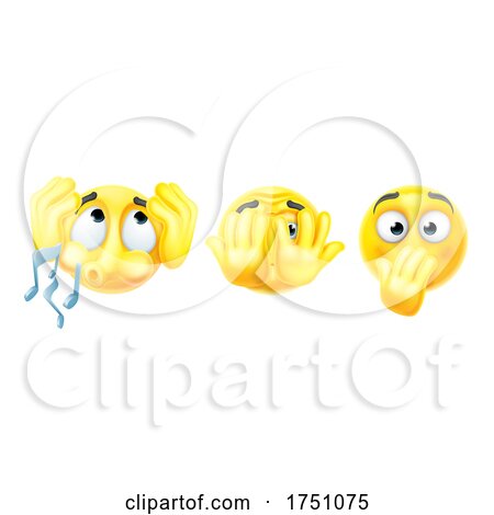 Hear See Speak No Evil Cartoon Emoticon Emojis by AtStockIllustration