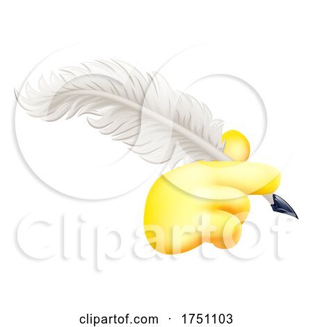 Quill Feather Ink Pen Hand Emoji Cartoon Icon by AtStockIllustration