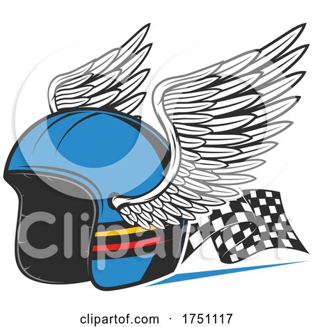 Motorcycle Helmet with Wings and Racing Flag by Vector Tradition SM