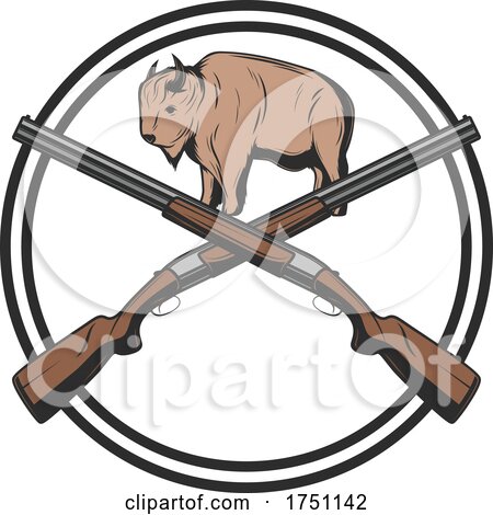 Crossed Hunting Rifles and Bison by Vector Tradition SM