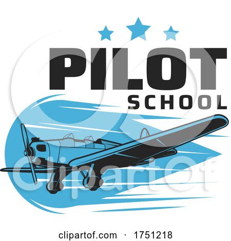 Airplane and Pilot School Text by Vector Tradition SM