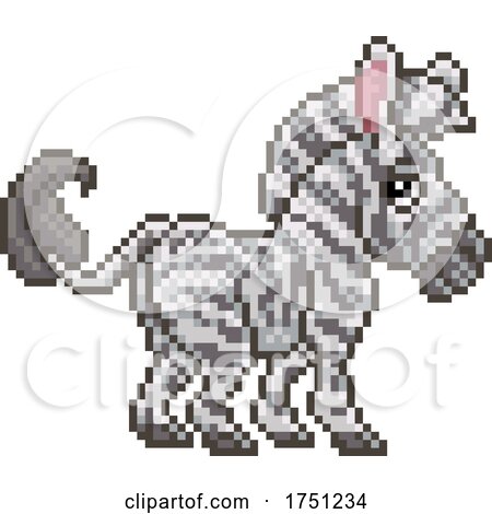 Zebra Pixel Art Safari Animal Video Game Cartoon by AtStockIllustration