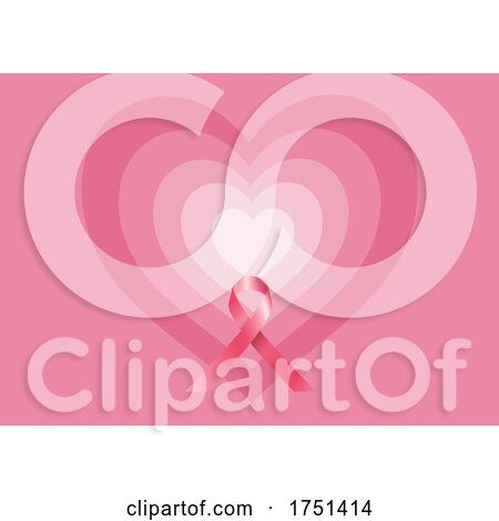 Breast Cancer Awareness Ribbon over a Heart by KJ Pargeter