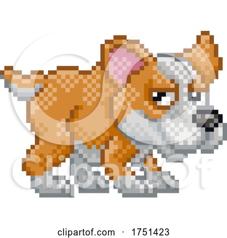 Pet Corgi Dog Pixel Art Video Game Animal Cartoon by AtStockIllustration