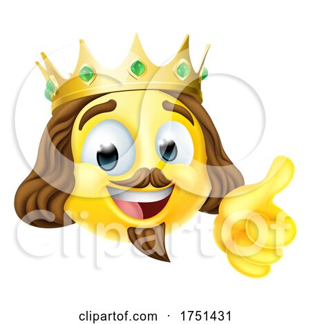 King Emoticon Emoji Face Gold Crown Cartoon Icon by AtStockIllustration