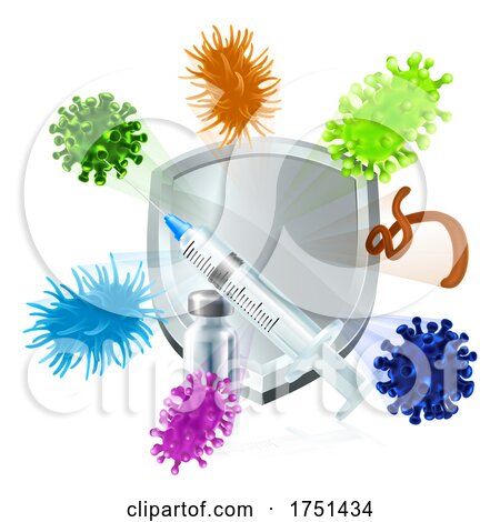 Injection Vaccine Medical Virus Bacteria Shield by AtStockIllustration