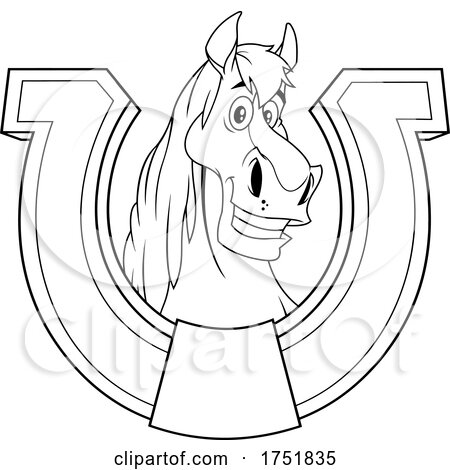 Horse Mascot in a Horseshoe by Hit Toon