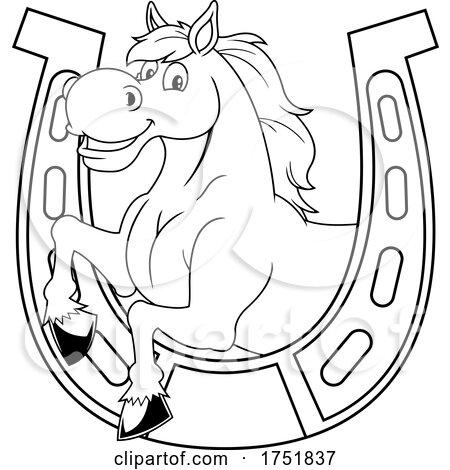 Horse Mascot in a Horseshoe by Hit Toon