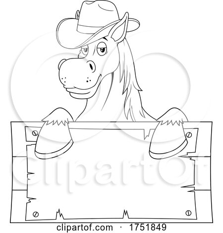 Horse Mascot over a Sign by Hit Toon