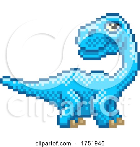 Diplodocus Brontosaurus Pixel Art Dinosaur Cartoon by AtStockIllustration