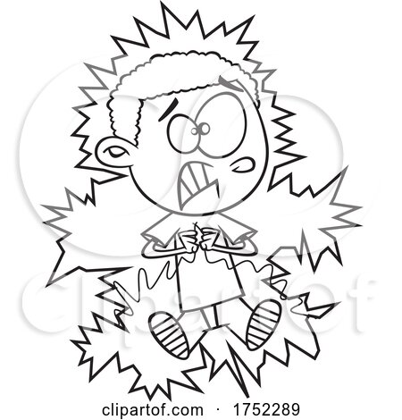 Cartoon Black and White Boy Getting Shocked with a Live Wire by toonaday