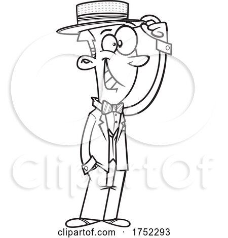 Cartoon Black and White Nick Carraway from the Great Gatsby by toonaday
