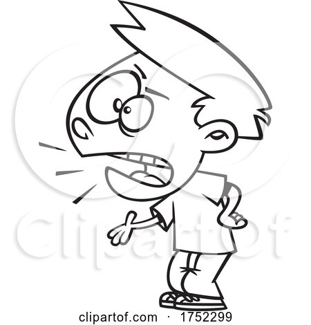 Cartoon Black and White Boy Yelling or Ranting by toonaday