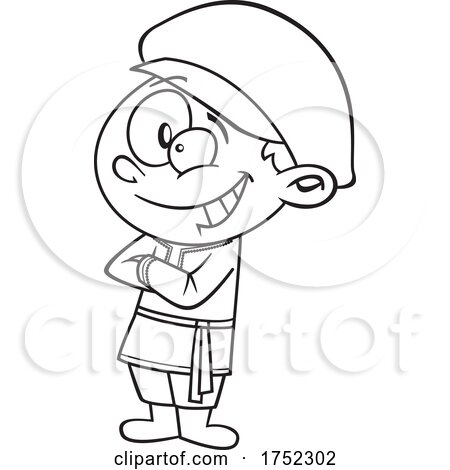 Cartoon Black and White Russian Boy by toonaday
